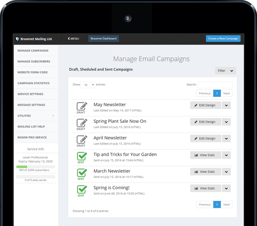 Easy Bravenet Email List Campaign Manager